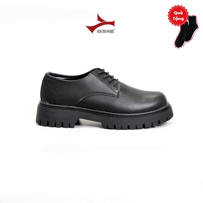 Giày Da Nam  Derby đế Chunky Độn Đế 5CM ,Mũi Tròn - Chất Liệu Da Xít - Tặng Tất Cao Cổ-( Bảo Hành 12 Tháng )-YH368