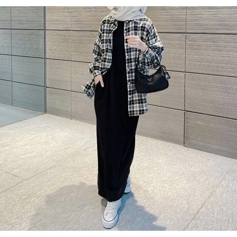 Inner Dress Rajut Tanpa Lengan | Inner Dress Muslim | Dress Rajut Span A-Line Fit Kantong Cantik Kerah Nyaman 8