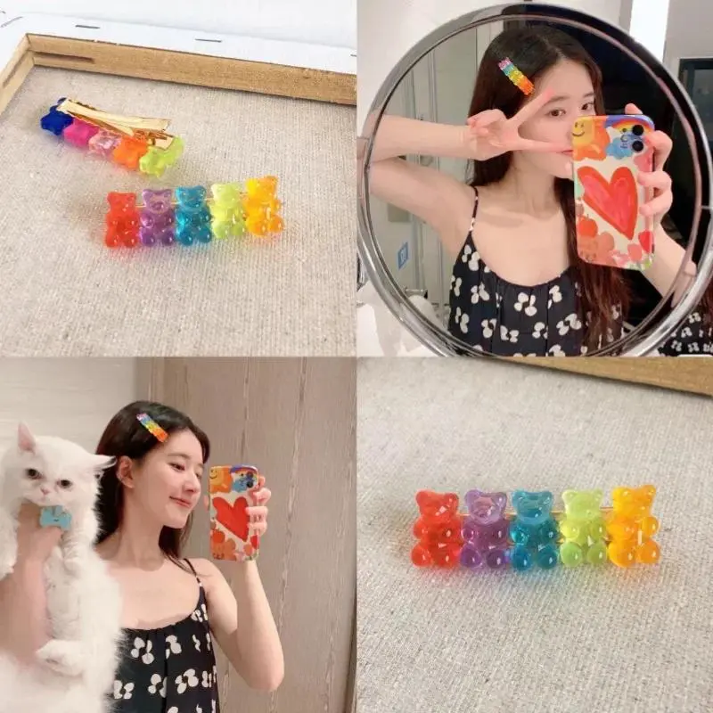 Girl Cute Soft Candy Transparent Little Bear Duck Beak Hairpin