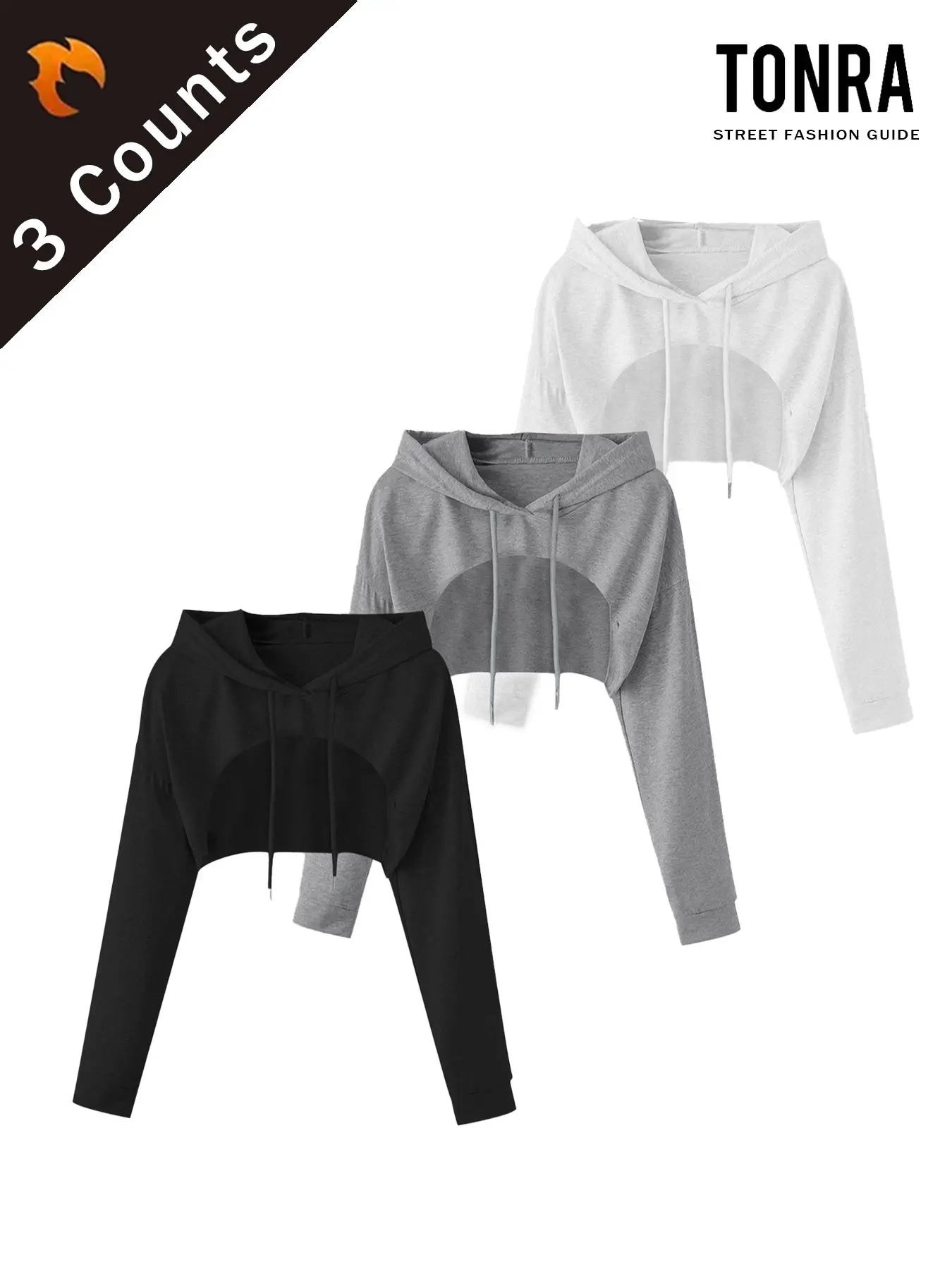 Women's Solid Color Asymmetrical Hem Crop Hoodie, Casual Drawstring Drop Shoulder Long Sleeve Cropped Hooded Sweatshirt for Fall, Women's Clothing for Daily Wear