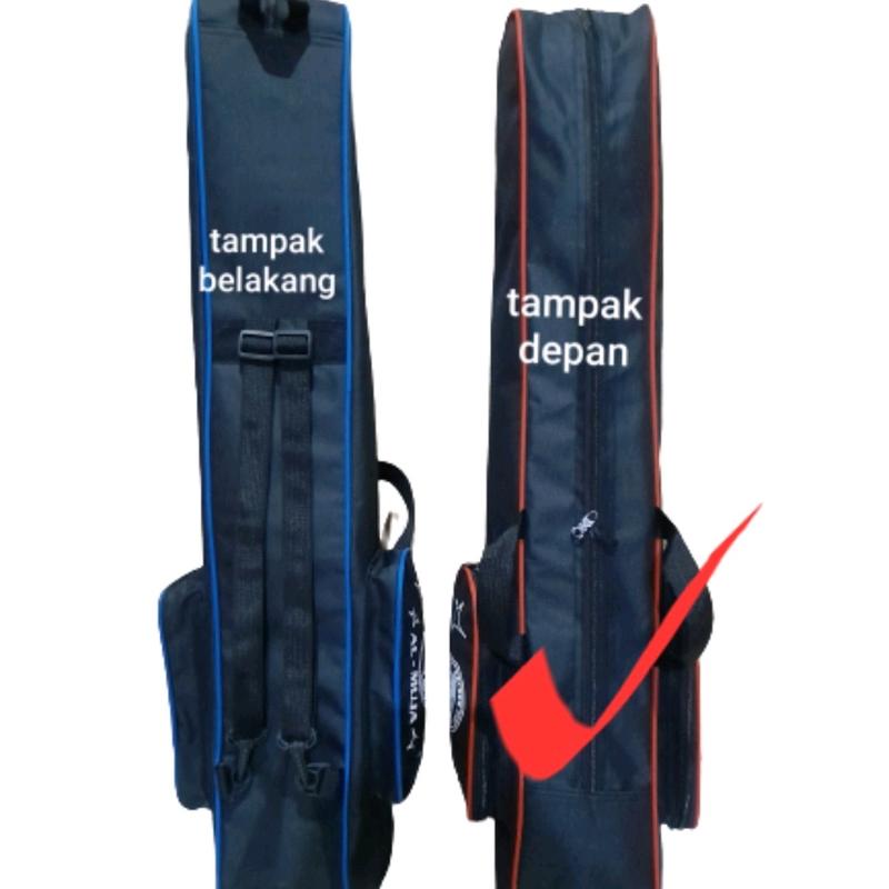 Tas Pancing Tegek Murah - Bahan 400D, Cocok untuk Joran Reel Kecil, Kapasitas 2-3 Set, Warna Abu List Hitam Ransel 1