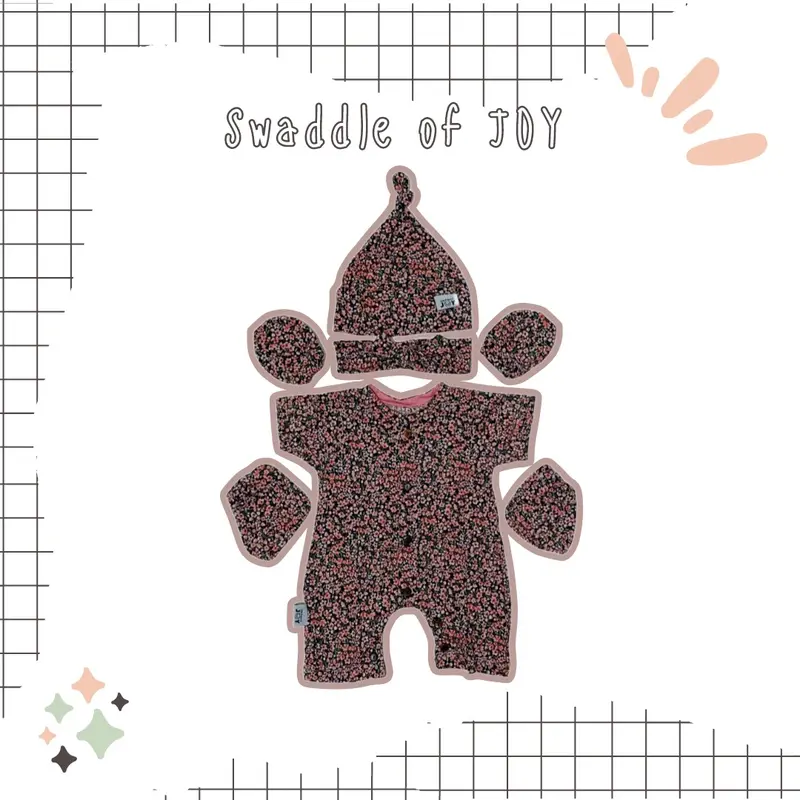 JOY Jumpsuit Set Baby Girl dengan Bando Katun Bayi Perempuan Parsel 0