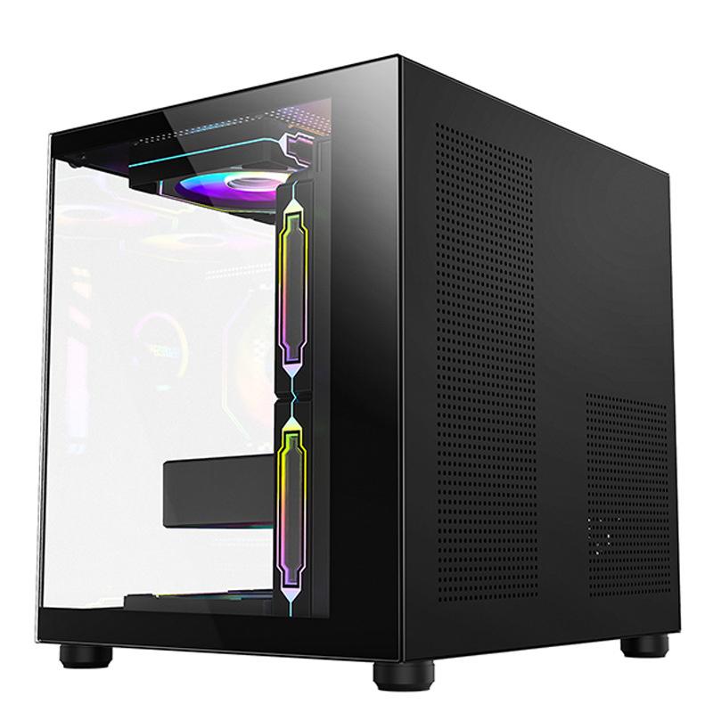 Product Introduction of 270 Degree Glass PC Case Transparent Desktop Computer Tower For M-ATX/ITX Motherboard SSD 7 Air Cooling Fans 320mm Graphic Card 14