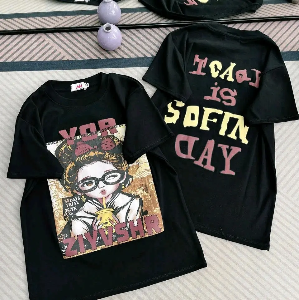 Áo thun nữ in hình cô gái đơn giản cá tính,chất liệu borip cotton co giản 4 chiều, mền mịn thoáng mát
