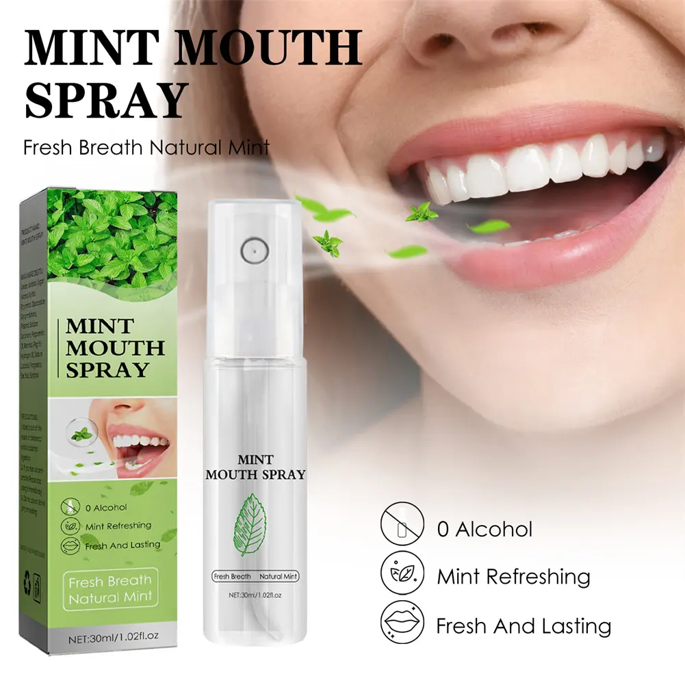 [COD & Jualan Panas] Penyegar Mulut Menyegarkan Bau Busuk, Wangian Daun untuk Masa yang Lama, Semburan Penyegar Mulut Pudina Mudah Alih, 30ml