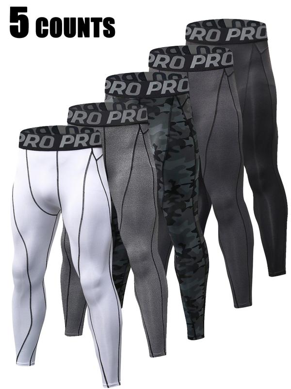 Men's Letter Print Thermal Leggings, Casual Comfy Breathable High Stretch Moisture Wicking Elastic Waist Warm Pants for Fall & Winter, Boyfriend Gifts 4