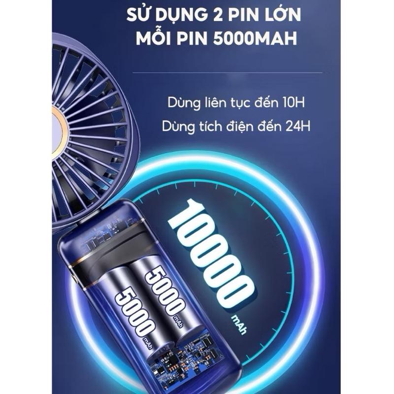 ￼Quạt cầm tay tích điện dung lượng p..i...n khủng 5000 mAh , quạt mini 5 tốc độ gió linh hoạt 8