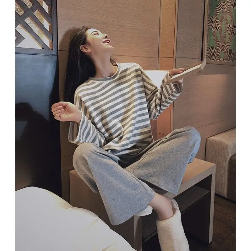 Bộ Đồ Ngủ Nữ, Dài Tay, Thích Hợp Cho Mùa Xuân Và Mùa Thu, Phong Cách Ngọt Ngào Và Dễ Thương, Thiết Kế Cô Gái Ngôi Sao Paida Hoạt Hình, Thích Hợp Cho Học Sinh, Bộ Đồ Mặc Nhà Mùa Thu Và Mùa Đông