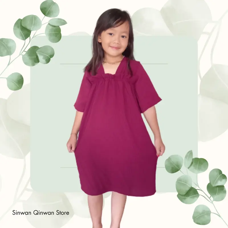 Fuji Dress Anak Perempuan Bahan Crinkle Airflow Daster Anak-Anak Perkiraan Usia 1-11th Lengan Pendek an 5
