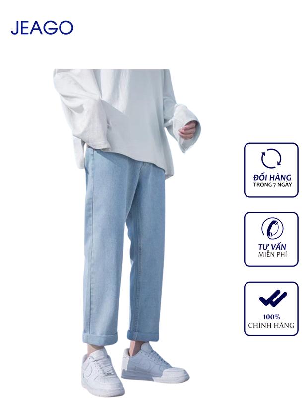 Quần Baggy suông nhạt thời trang Màu Đen Xanh Nhạt Xanh Loang Xám Loang Dành Cho Nam Nữ JEAGOVN Menswear Pants Jean Ong