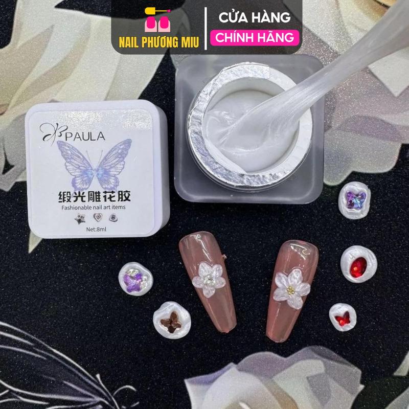  Gel Nặn Khô Trắng Ánh Ngọc Trai PAULA Hũ 8ml Mềm Dẻo Dễ Tạo Hình Trang Trí Móng Chuyên Làm Nail Nữ Women 
