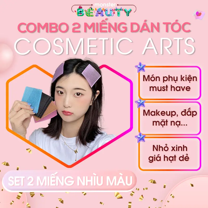 Combo 2 miếng dán tóc trang điểm nhỏ xinh cho bạn gái - Miếng dán cố định tóc để trang điểm, tẩy trang, đắp mặt nạ, xông hơi mặt. Cài Tóc - monster BEAUTY 0