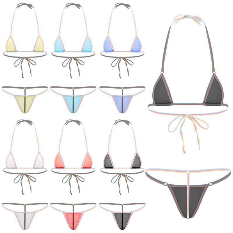 Bộ Bikini Siêu Nhỏ Dây Lưới Xuyên Thấu, YiZYiF, Dành Cho Nữ, Áo Tắm Brazil, Áo Ngực Mini Kèm Quần Lọt Khe 1