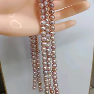 Mutiara air tawar bulat lavender 1 string size 7-8