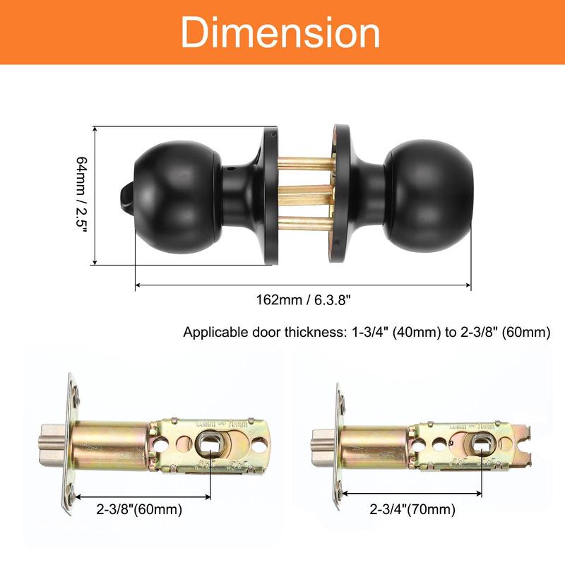Privacy Door Handle, Round Door Handle with Screws, Modern Design Door Hardware, Door Handle Set for Home Bedroom Office 1