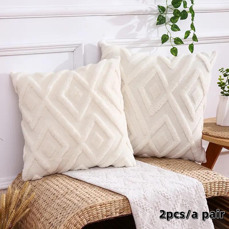 Geometric Pattern Pillow Case, 2pcs/set Soft Plush Throw Pillow Cover without Filler, Household Decoration Supplies for Home Living Room Bedroom 4