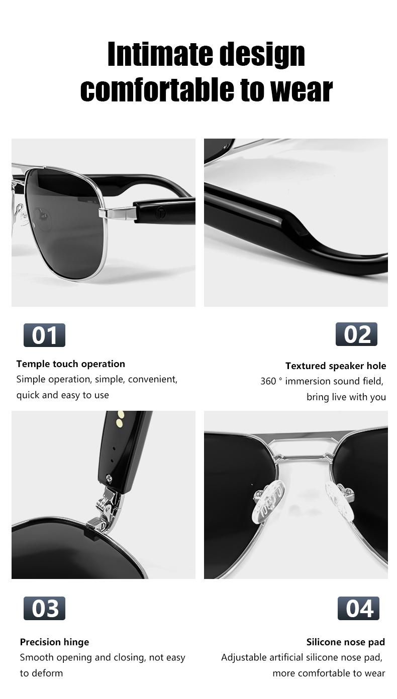 Product Introduction of G01 Smart Glasses Music Playback Bluetooth Call Remote Control Photo Life Waterproof Sunglasses Anti-blue Light Mirror Hot Sales 11