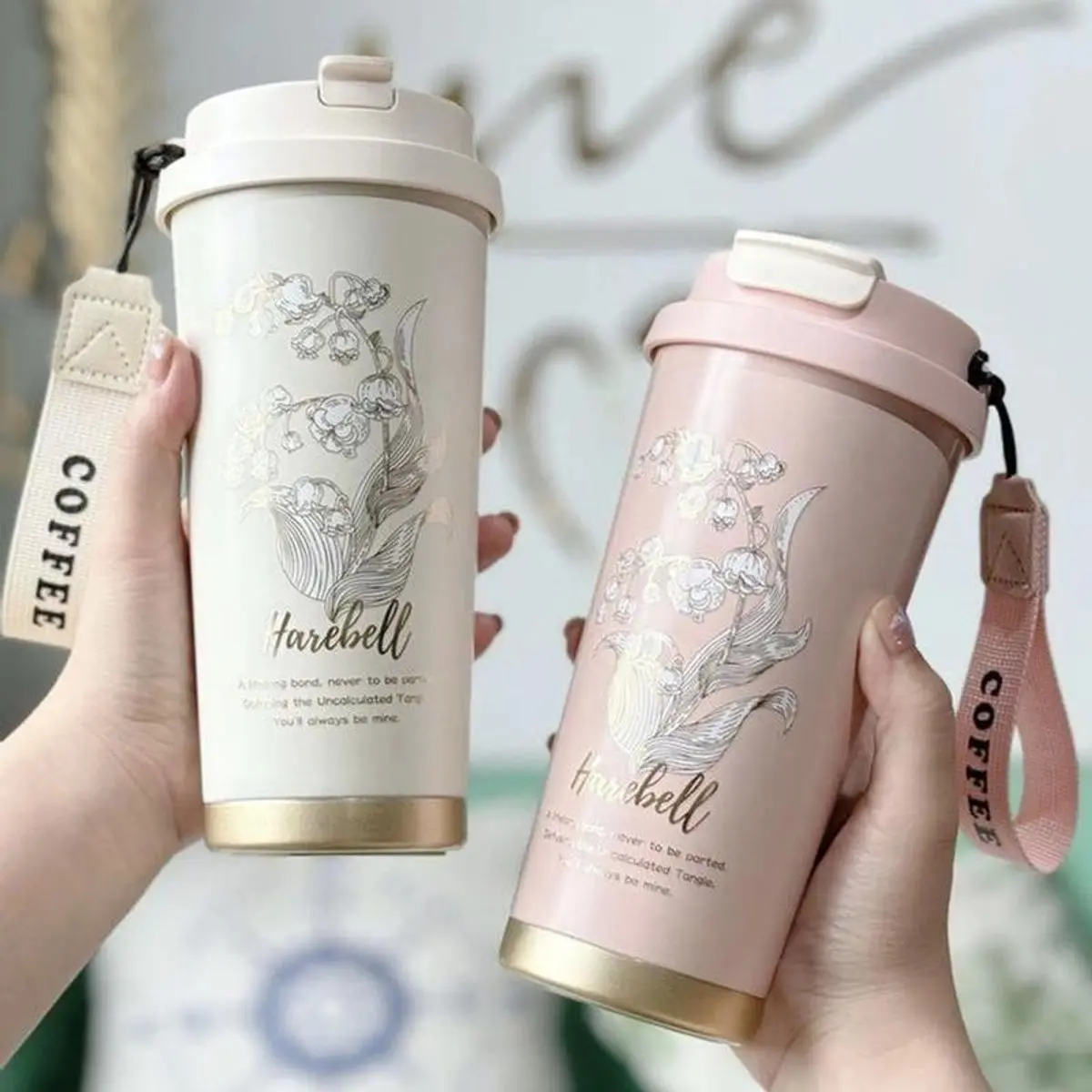 Ly giữ nhiệt cao cấp Harebell, có ống hút ,  cốc giữ nhiệt inox 316 chống rỉ