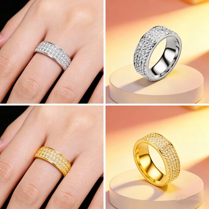 Nhẫn Thép Titan, Nhẫn Kim Cương Phổ Biến, Nhẫn Cặp Đôi Thời Trang - JZ480…