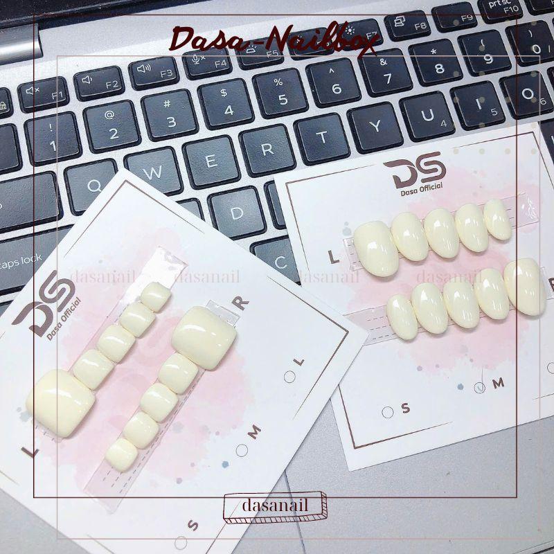  Nailbox chân tay sơn trơn màu trắng sữa chua DASA form ngắn nâng tone da đi học đi chơi đều keo tặng keo dán móng 