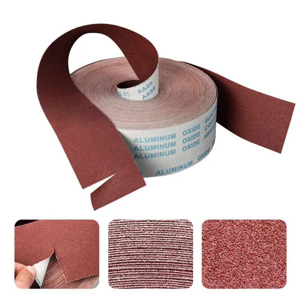 Cuộn giấy nhám, vải emery, tấm mài mòn, có các cấp độ 80, 120, 180, 240, 600, 800Grit