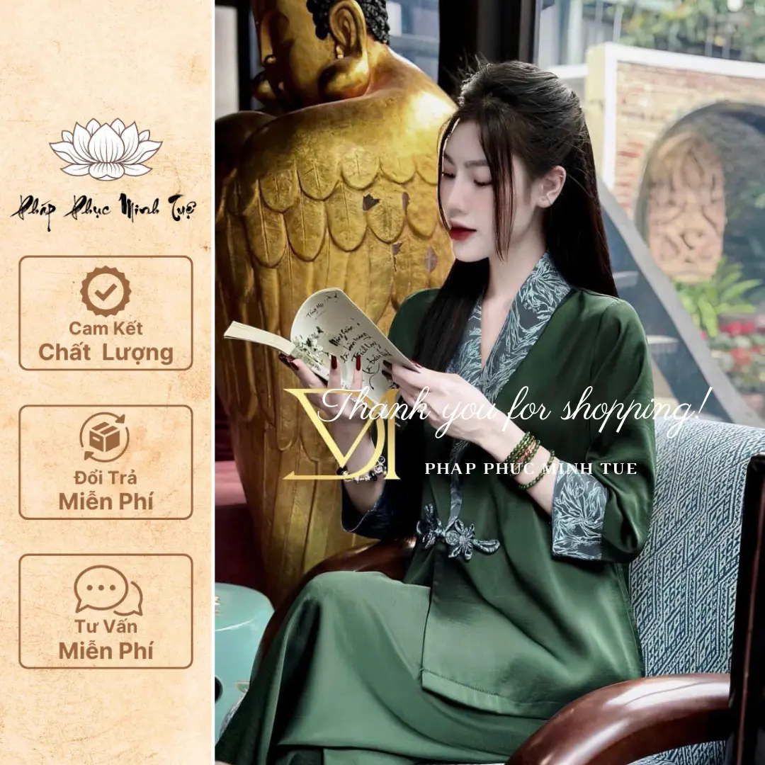 Bô lam đi chùa chất liệu lụa Hoàng Gia - Pháp phục cao cấp Minh Tuệ -Nữ - Women