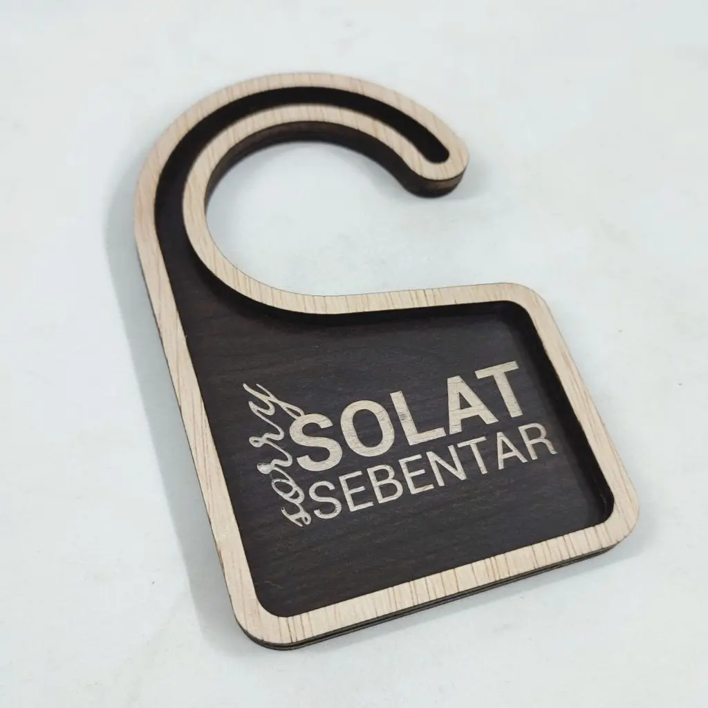 (Top Craft) Solat Sebentar Prayer Sign Home Hotel Office Door Hanger Wood Material Tag Pintu Rumah Hotel Pejabat