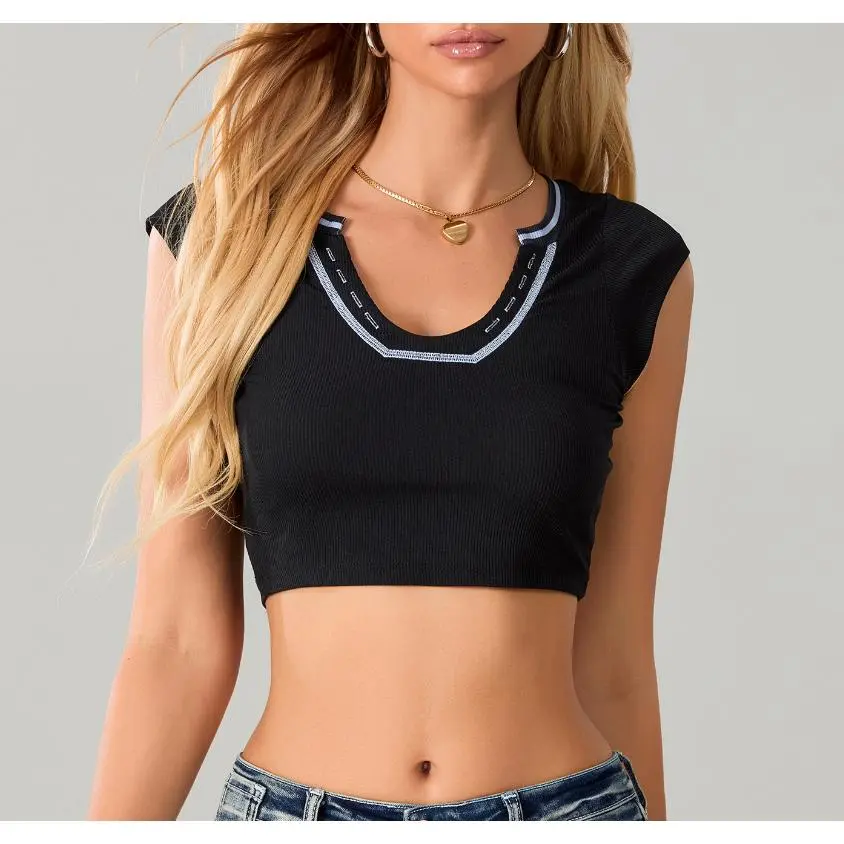 Spice up Your Summer Wardrobe with Our Sexy and Stylish Ribbed Knit Crop Top in Multiple Colors and Sizes