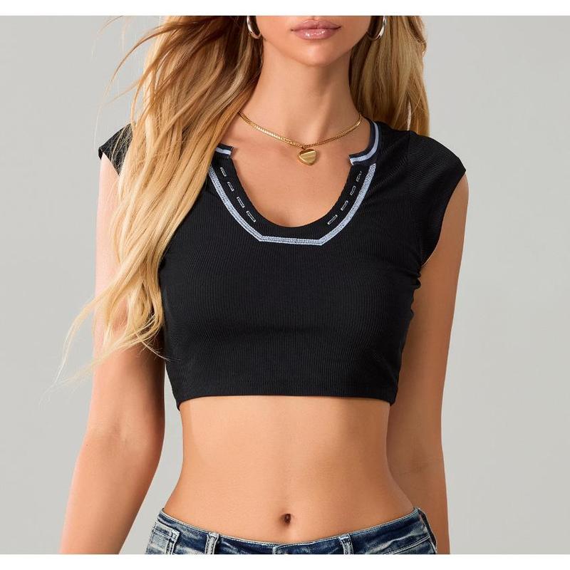 Áo Crop Top Dệt Kim Có Gân, Gợi Cảm Và Phong Cách, Nhiều Màu Sắc Và Kích Cỡ, Tạo Không Khí Cho Tủ Quần Áo Mùa Hè Của Bạn 3