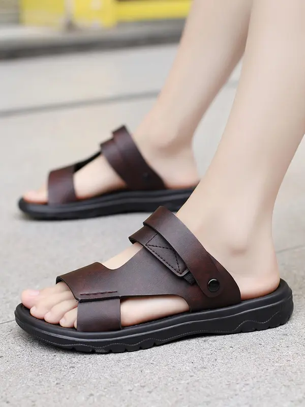 Men's Fashionable Plain Color Slides, Casual Comfortable Non-slip Slippers for Indoor & Outdoor Wear, Breathable Comfortable Shoes for Daily Wear 3