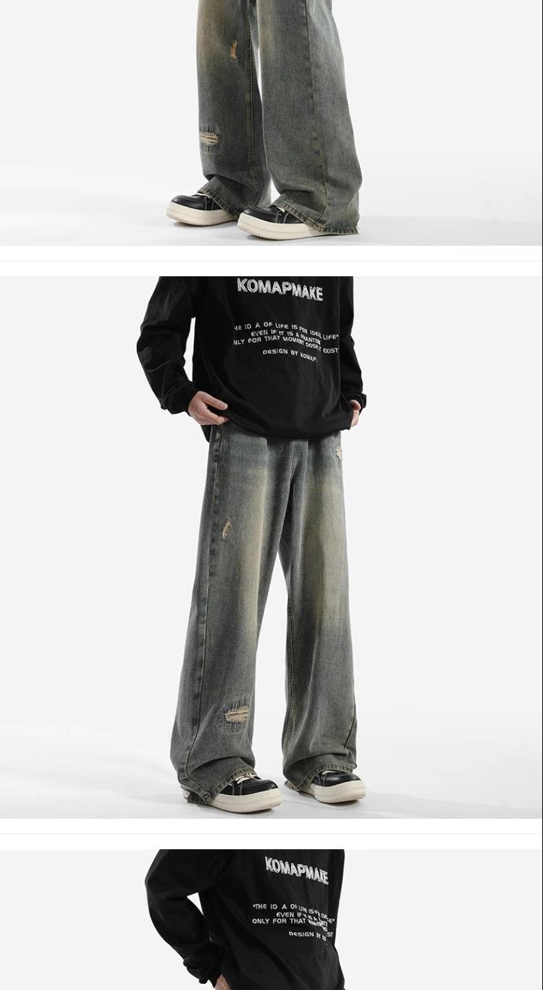 Product Introduction of 2025[4530 People Collection] Ripped Washed Jeans Men's Summer Thin American Retro High Street Fashion Brand Youth Loose Straight Pants 10