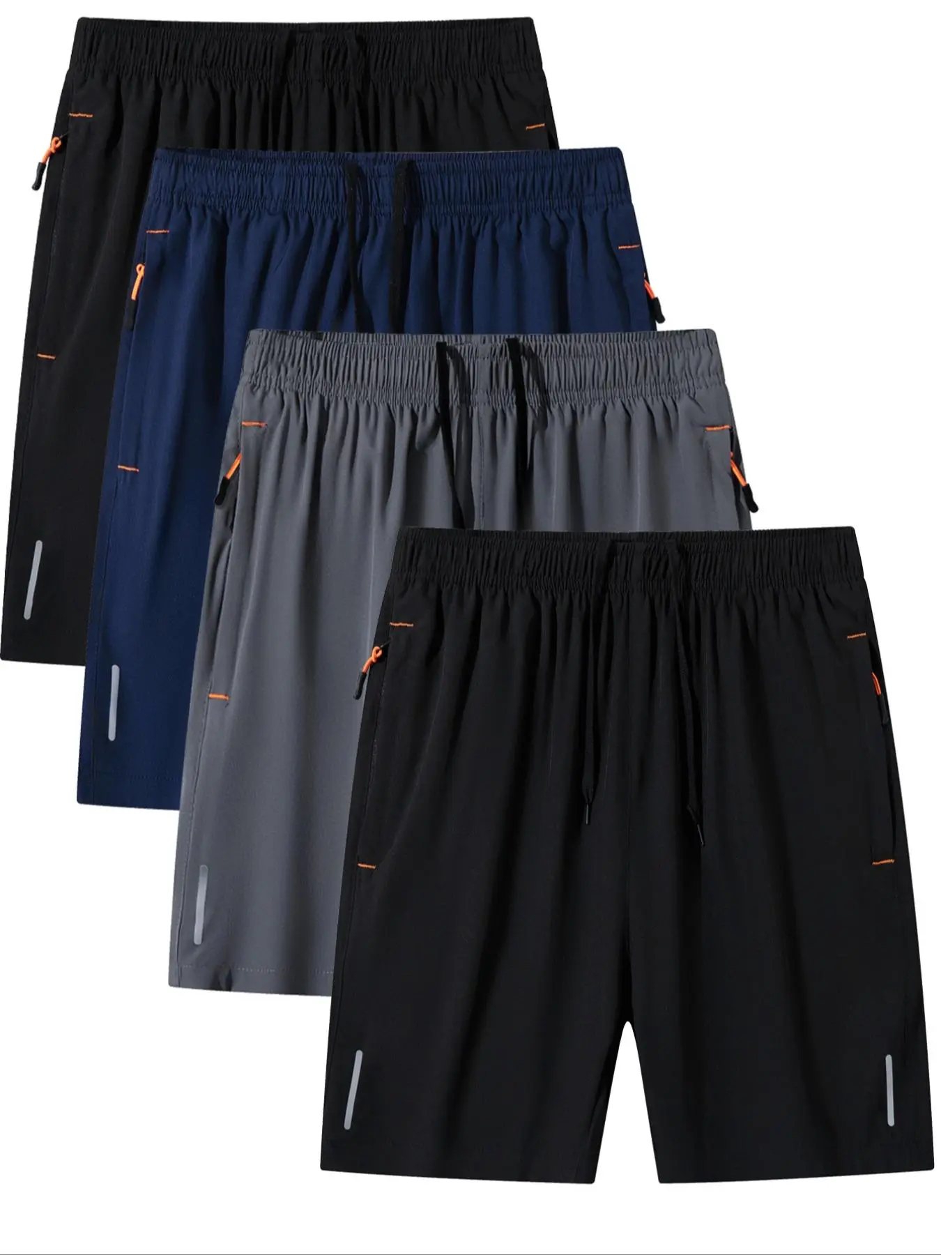 Men's Solid Zipper Pocket Shorts, Breathable Comfortable Gym Shorts, Casual Regular Fit Summer Bottoms for Men