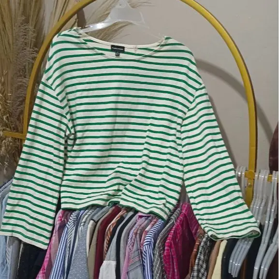pakaian  Wanita Casual Formal Katun Panjang Baju Atasan blouse kemeja crop blazer outher ine Cewek Kerja Oversize Linen Motif 2