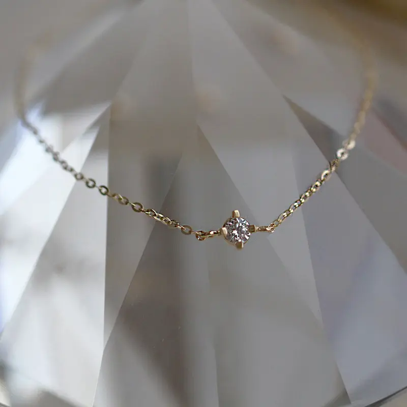 Vòng Tay Bạc Sterling S925 Mạ Vàng 14K, Phong Cách Người Nổi Tiếng Trên Internet, Thiết Kế Tối Giản, Zircon Đơn, Siêu Mịn, Dành Cho Nữ, Cung Cấp Trực Tiếp 0