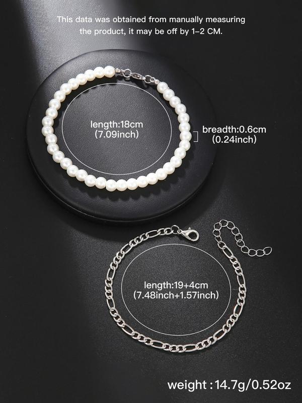 Faux Pearl Decorated Bracelet, Fashionable Jewelry for Women & Men, Trendy All-match & Exquisite Jewelry for Birthday Gift 1