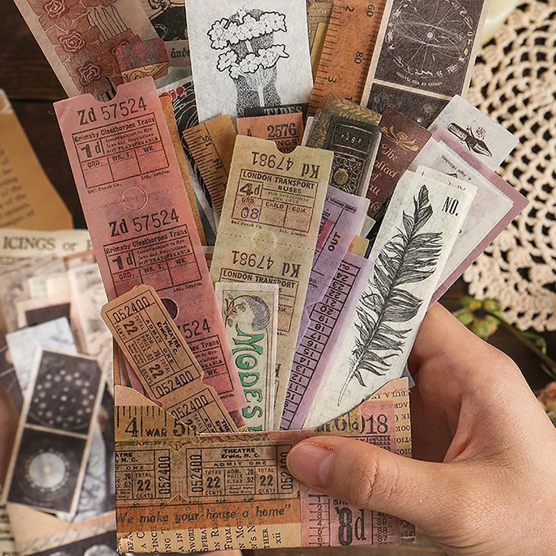 Vintage Washi Sticker, 40 Sheets/set Antique Decals for Scrapbooking & Stamping, DIY Aesthetic Stickers for for Journaling Supplies, Gift Wrapping, Photo Albums Cards Diy Projects 5