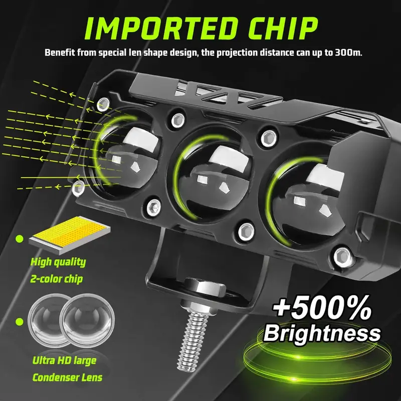 (Beli dua lampu dan dapatkan saklar gratis!!!)LAMPU LED TEMBAK LASER SQL 3 MATA LUMINOSLED Q9 Hi LOW MOBIL MOTOR 2 WARNA SUPER TERANG 1