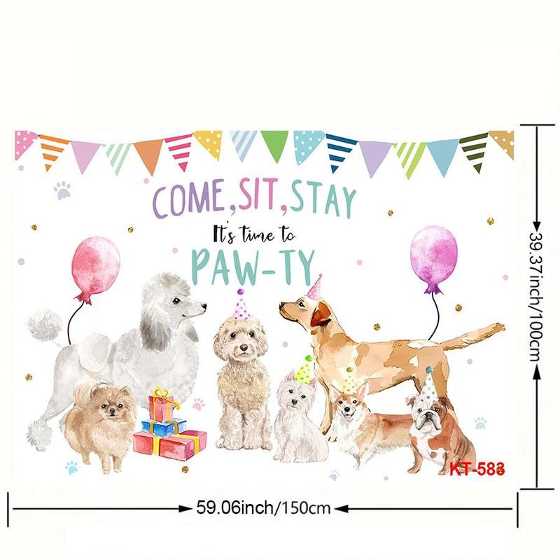 Happy Birthday Cat Pattern Backdrop, Pet Doggy Party Photo Backdrop, Birthday Party Decorations Backdrop, Cake Table Photo Booth Props, Banners 2