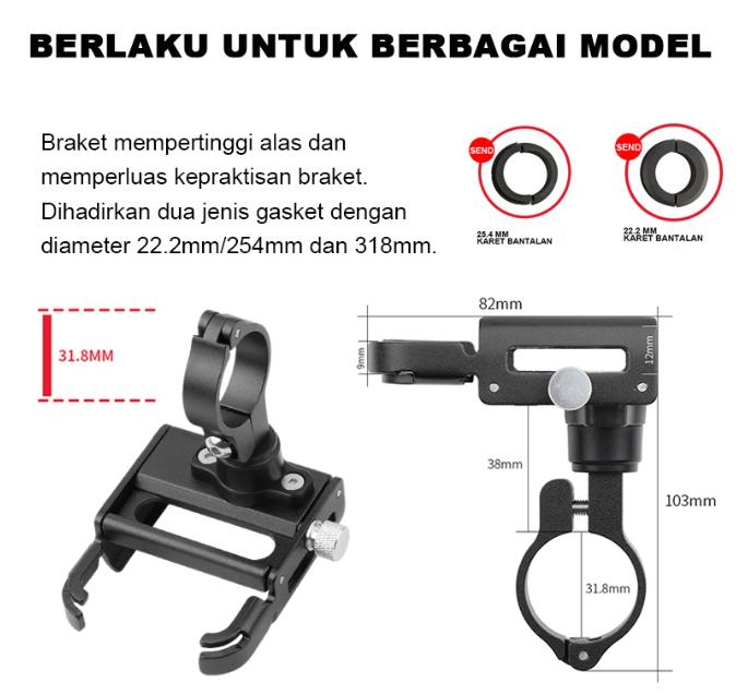 Product Introduction of ZACRO Phone Holder GUB P30 - Holder Handphone Motor Sepeda Hitam 7