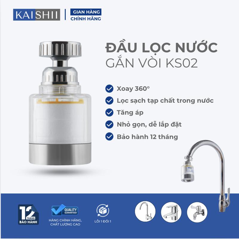 Bộ lọc nước Kaishii , Đầu lọc nước tại vòi tăng áp - xoay 360 mã KS02