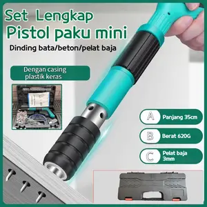 COD Mini Stampset Mesin Stamp Alat Tembak Paku Beton Besi Baja tool set with box+120 pakus