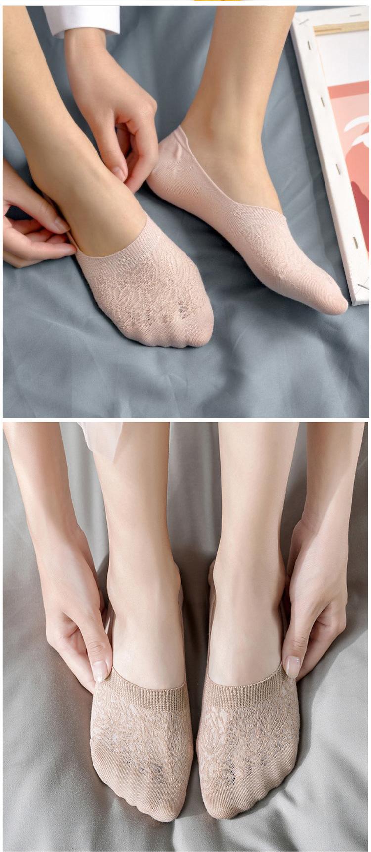Product Introduction of Wholesale Solid Color No-Show Socks for Women |   Breathable Mesh Invisible Liner Socks |   Non-Slip Lace Boat Socks Perfect for Spring . Summer! 9