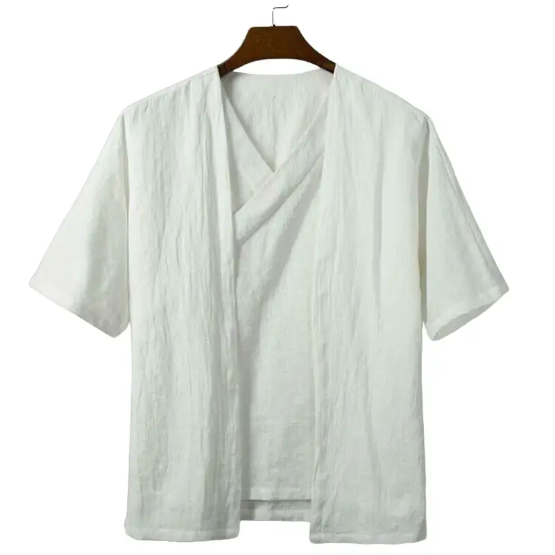 Dayes Kobe Shirt Kemeja Pria | Hakama | Pakaian Jepang Pria Men's Cotton Linen Baju   Kain Khaki Navy Panjang Tangan Casual Hitam 0