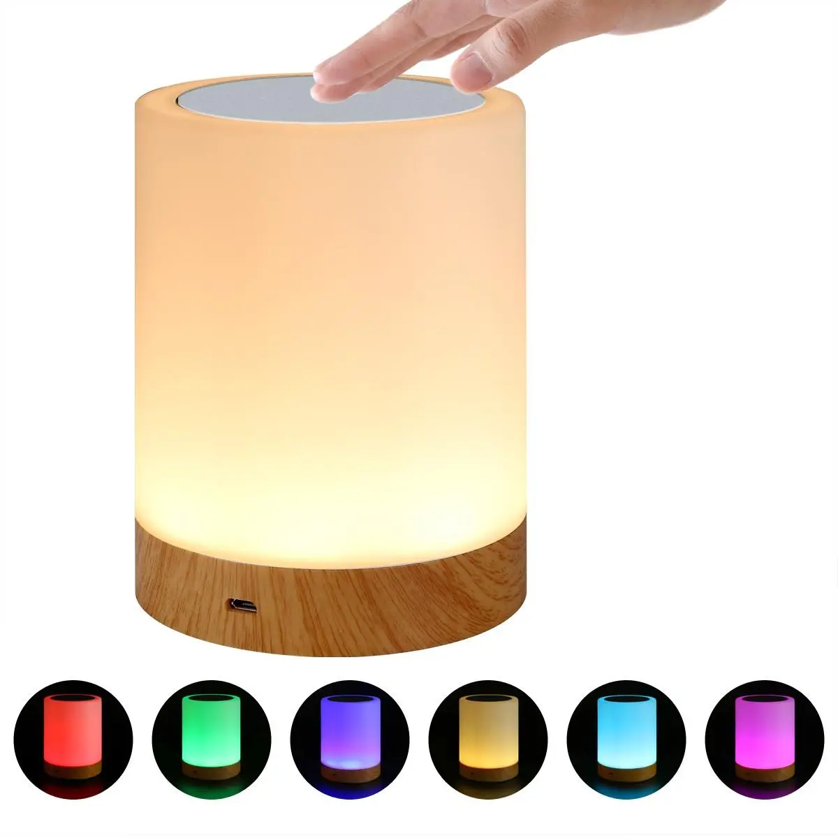 Portable Touch Control Table Lamp, Rechargeable Bedside Lamp, Dimmable RGB Color Changing Night Light for Bedroom, Living Room