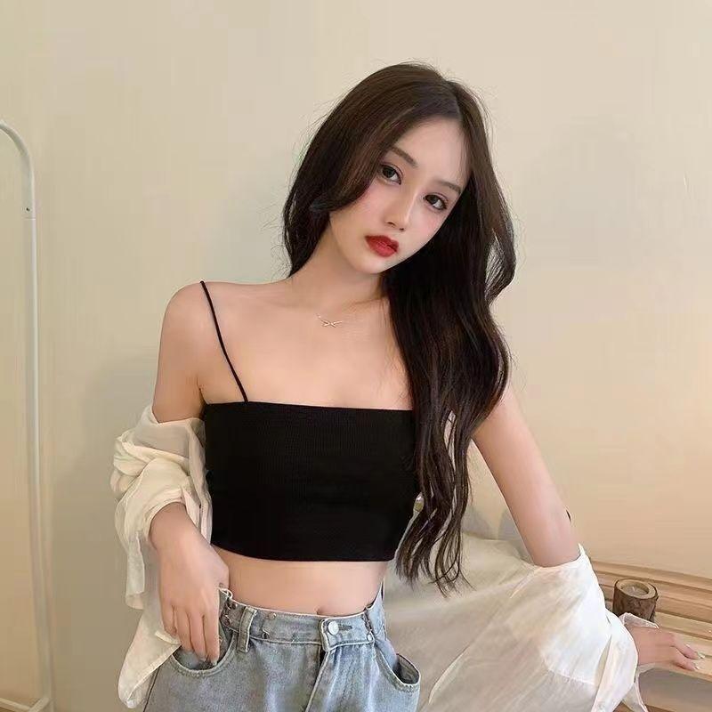 Product Introduction of Solid Color Anti-Exposure Half-Length Small Sling Cropped Tank Top Women Short Bottoming Shirt Wrapped Chest Tube Top Women 11