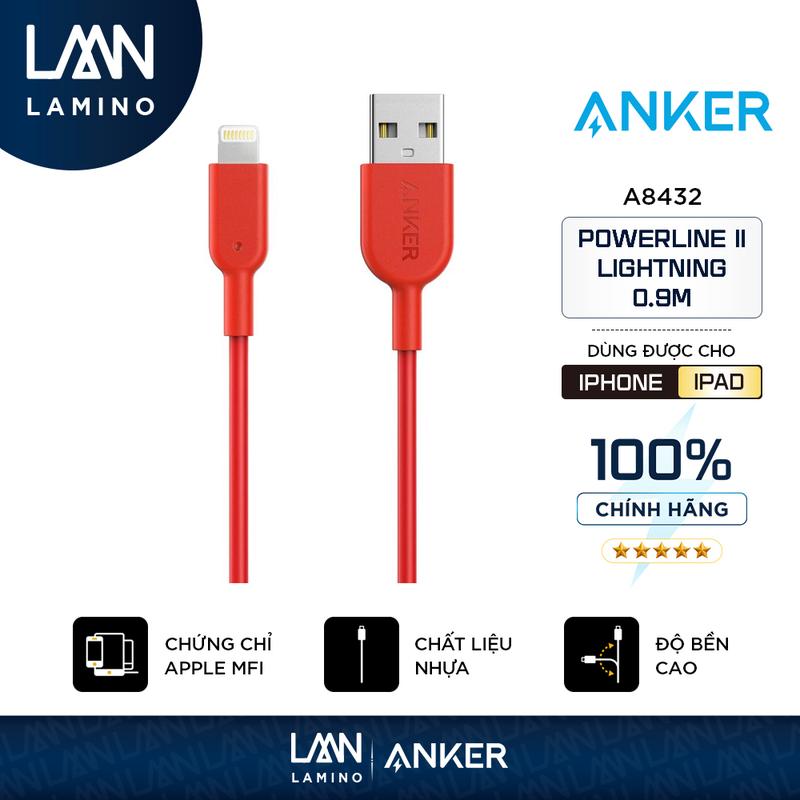 CÁP LIGHTNING ANKER POWERLINE II DÀI 0.9M - A8432