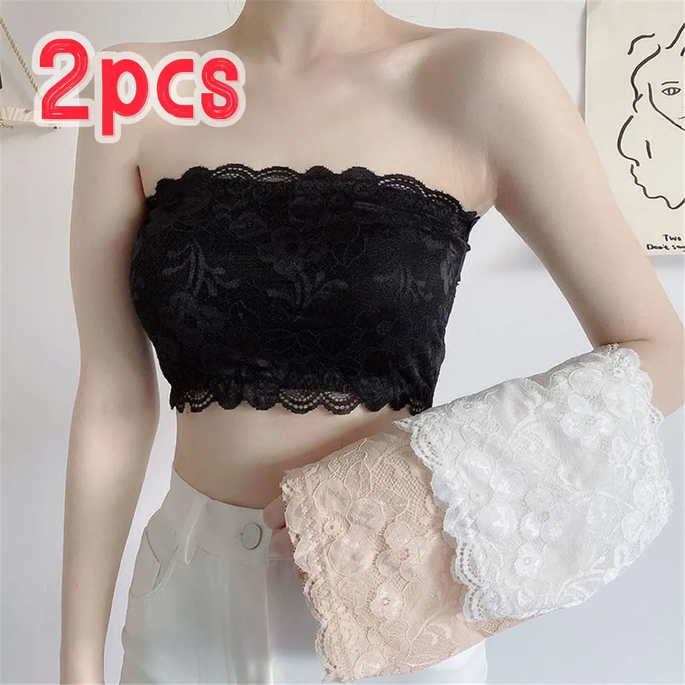 Baju Atasan Tiub Renda, Set 2PCS, Untuk Wanita, Selesa, Anti-Pendedahan, Baju Atasan Tanaman, Dikumpul, Boleh Dipakai Di Dalam, Sesuai untuk Gadis, Rompi Kecil, Untuk Musim Panas