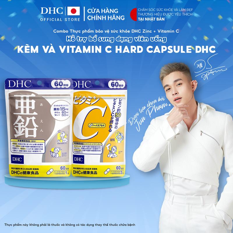 Combo TPBVSK DHC Zinc + VITAMIN C HARD CAPSULE dạng viên uống hỗ trợ bổ sung Kẽm và Vitamin C cho nam và nữ chính hãng - Combo 20N hoặc 60N - DHC Nhật Bản
