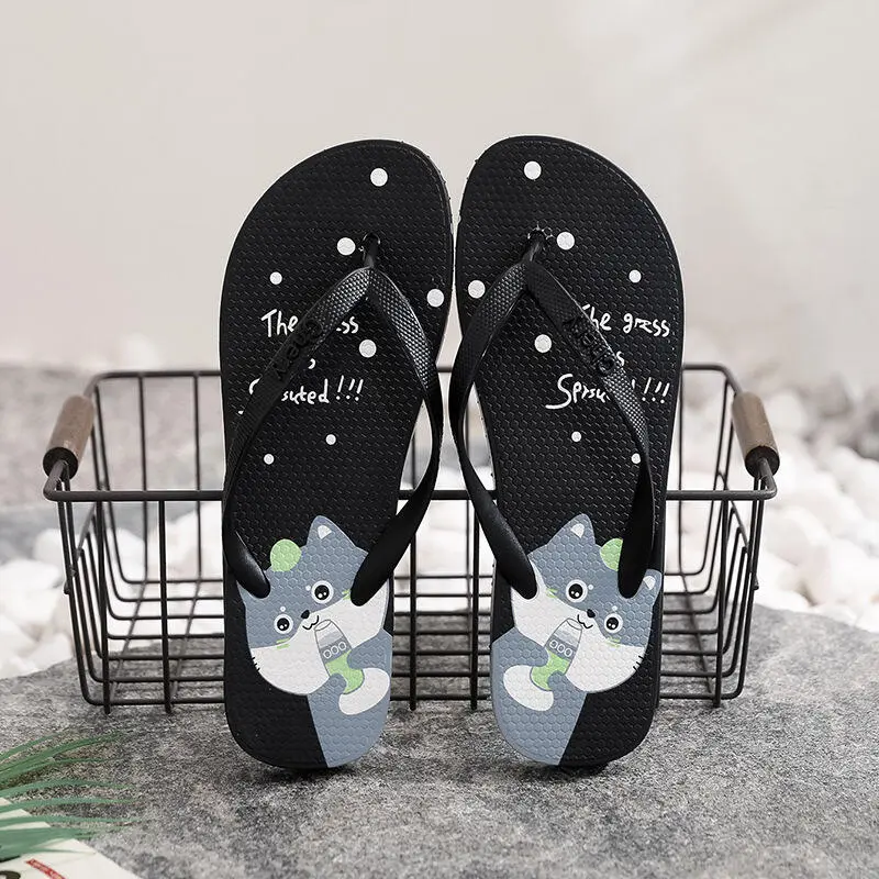 Cartoon Korean version, trendy internet celebrity clip on new model women, external wearing flip flops for women Comfort Footwear Summer Sandal Girl Walking Shoes Bridal Casual Bedroom casual