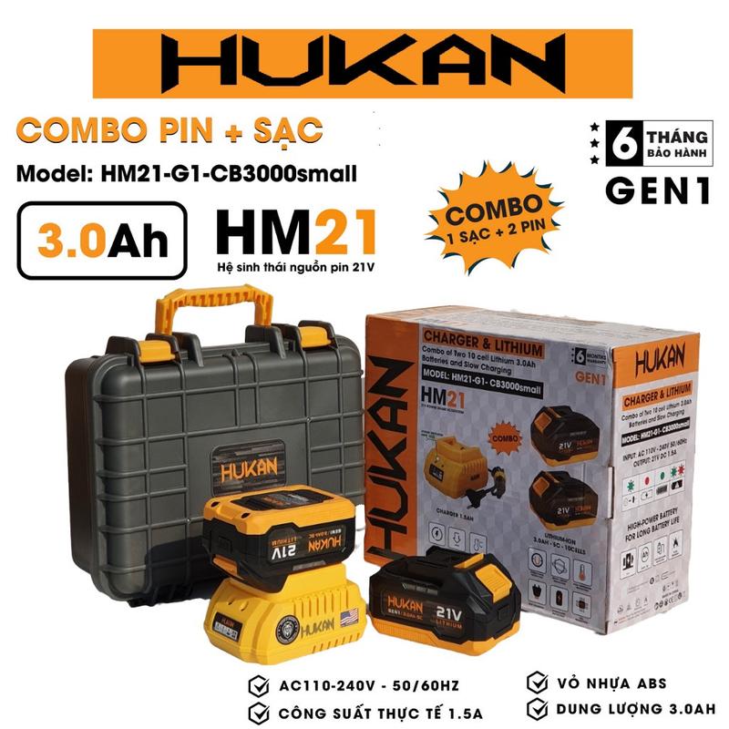 Combo 2 pin 3.0Ah 1 sạc hukan HM21 G1 CB3000 Mạch 4mofset sử dụng chân pin phổ thông tặng kèm hộp đựng